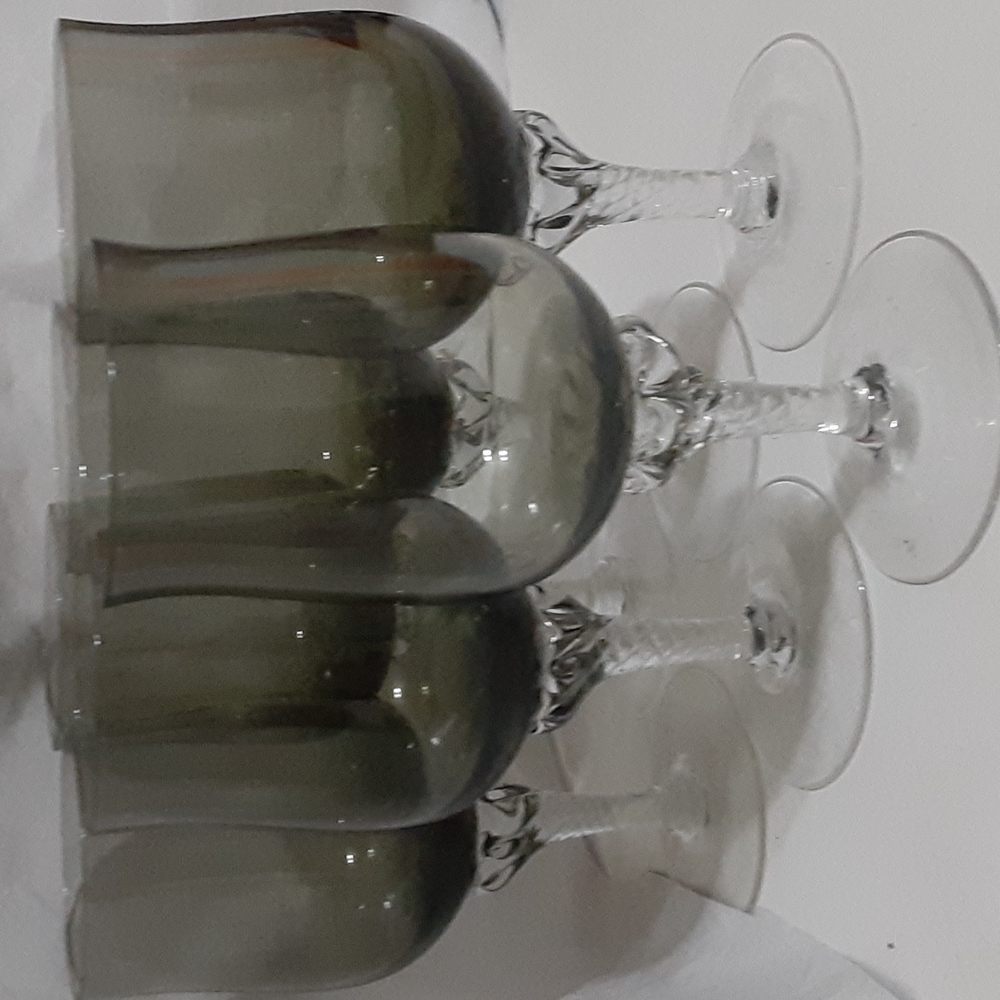 FINAL lvg 8/15 Fostoria or Libby stemware wine goblet smoked glass Elegance 1977 - Picture 3 of 6